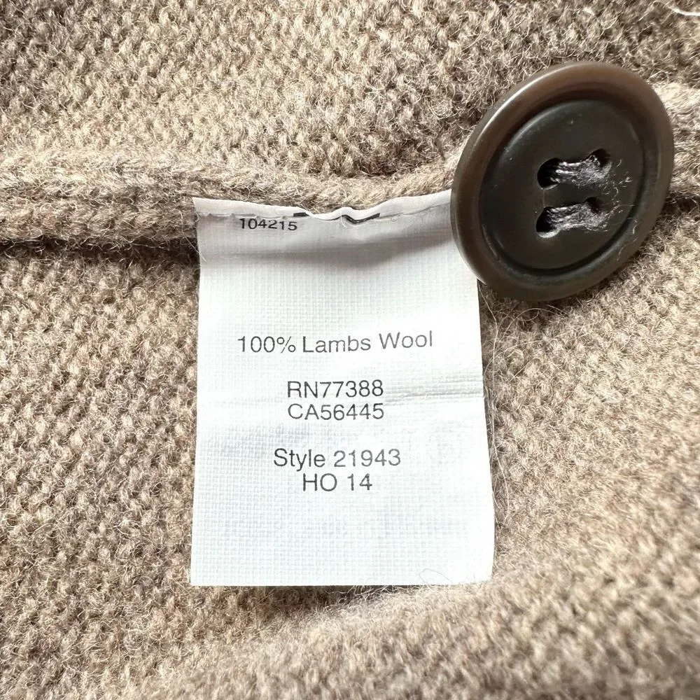 🔃J. Crew Men’s Brown Lambswool Shawl Collar Front Button Pullover Sweater